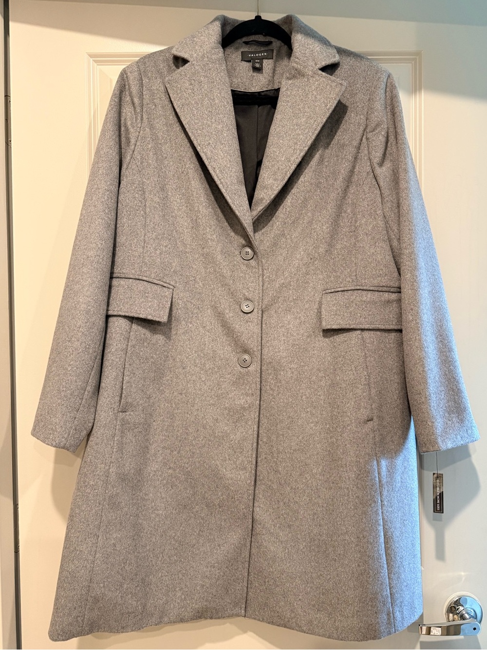 Gray Single-Breasted Wool-Blend Pea Coat - Halogen